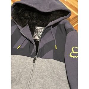 Fox Racing Sasquatch Hoodie Jacket Small Fur Lined Full Zip Grunge Black Logo